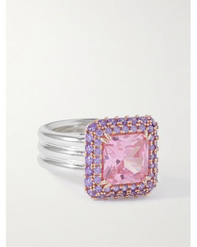 Hatton Labs Crown Silver Cubic Zirconia Ring - Pink