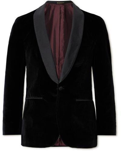 Rubinacci Slim-fit Shawl-collar Cotton-velvet Tuxedo Jacket - Black