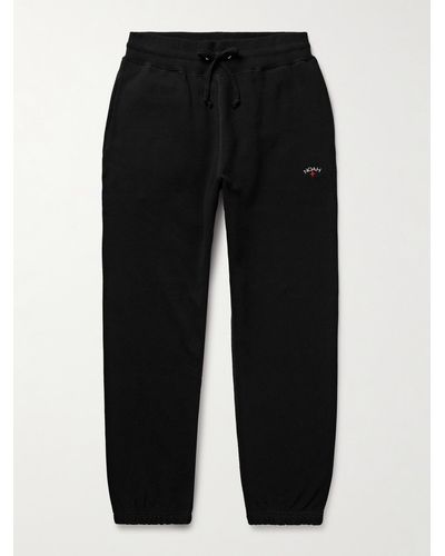 Noah Core Tapered Logo-embroidered Cotton-jersey Sweatpants - Black