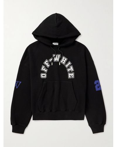 Off-White c/o Virgil Abloh Football Oversized-Hoodie aus Baumwoll-Jersey mit Logoprint - Schwarz