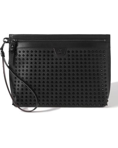 Christian Louboutin City Spiked Full-grain Leather Pouch - Black