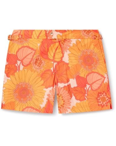 Tom Ford Slim-fit Short-length Floral-print Swim Shorts - Orange