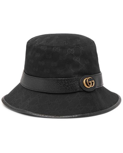 Gucci Logo-pattern Canvas Bucket Hat X - Black