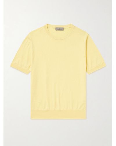 Canali Cotton And Silk-blend T-shirt - Yellow