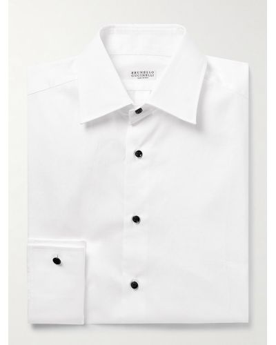 Brunello Cucinelli Cotton-poplin Tuxedo Shirt - White