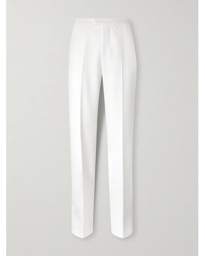 Alexander McQueen Pantaloni a gamba dritta in twill di lana - Bianco