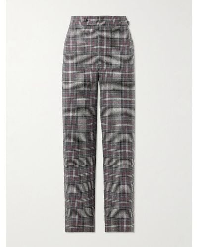 Bode Straight-leg Checked Flannel Trousers - Grey