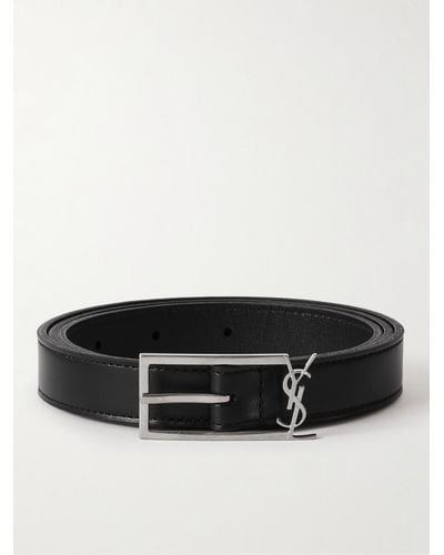 Saint Laurent 2cm Logo-embellished Leather Belt - Black