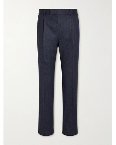 Kingsman Eggsy Straight-leg Pleated Wool-flannel Suit Pants - Blue
