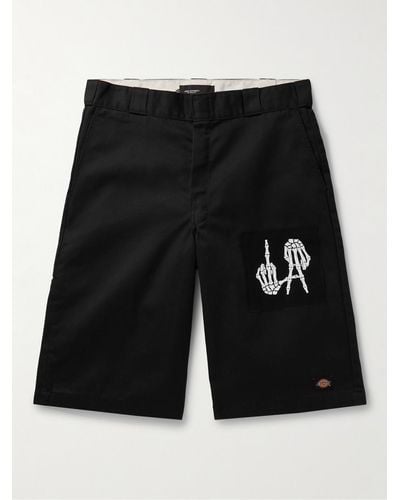 Local Authority Dickies® La Bones Fufc Straight-leg Logo-appliquéd Twill Shorts - Black