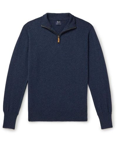 William Lockie Oxton Cashmere Half-zip Sweater - Blue
