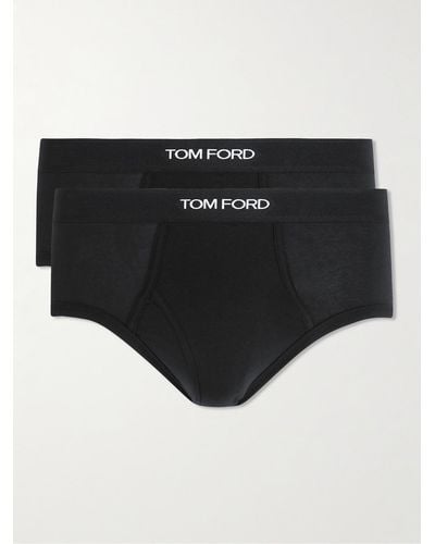 Tom Ford Two-pack Stretch Cotton And Modal-blend Briefs - Black