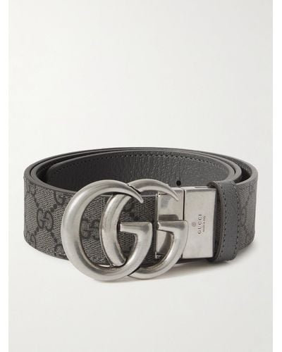 Gucci Cintura reversibile in tela spalmata con monogramma Marmont - Grigio