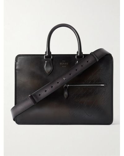 Berluti 1 Jour Venezia Leather Briefcase - Black