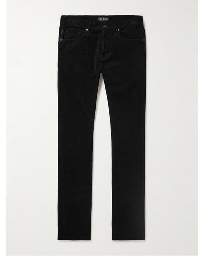Tom Ford Slim Straight-leg Cotton-blend Corduroy Pants - Black
