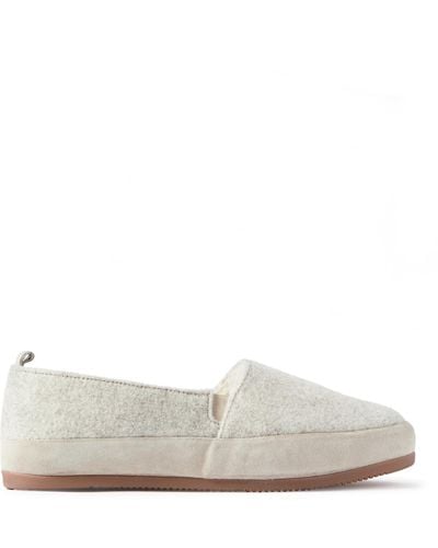 Mulo Suede-trimmed Wool-felt Slippers - White
