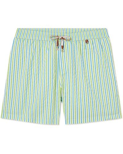 Loro Piana Bay Straight-leg Mid-length Striped Seersucker Swim Shorts - Blue