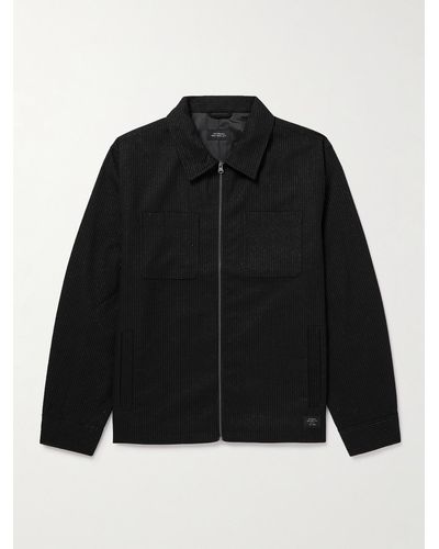 Saturdays NYC Flores Metallic Pinstriped Felt Shirt Jacket - Black