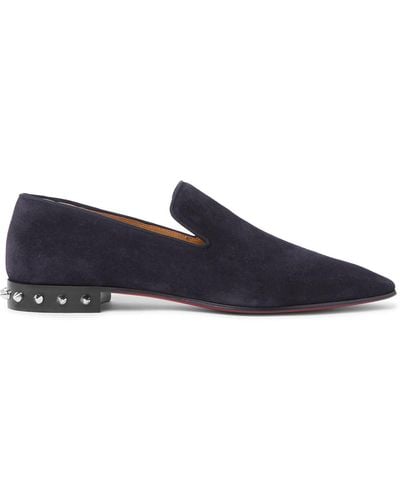 Christian Louboutin Spiked Suede Loafers - Blue