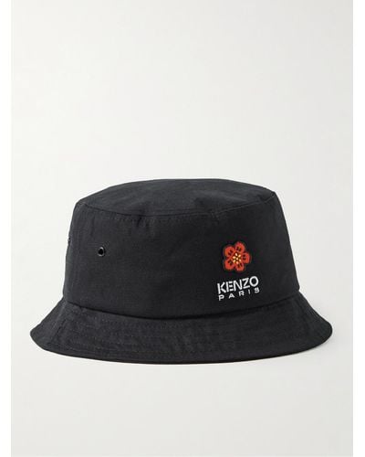 KENZO Appliquéd Logo-embroidered Cotton-canvas Bucket Hat - Black