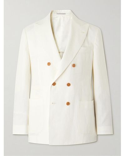 Brunello Cucinelli Double-breasted Linen Suit Jacket - Natural