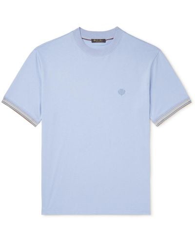 Loro Piana Logo-embroidered Cotton-jersey T-shirt - Blue