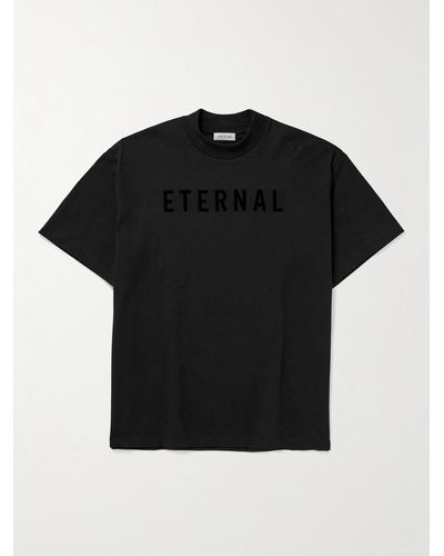 Fear Of God Logo-flocked Cotton-jersey T-shirt - Black