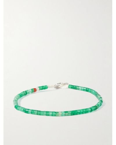 Miansai Zane Silver Agate Cord Beaded Bracelet - Green