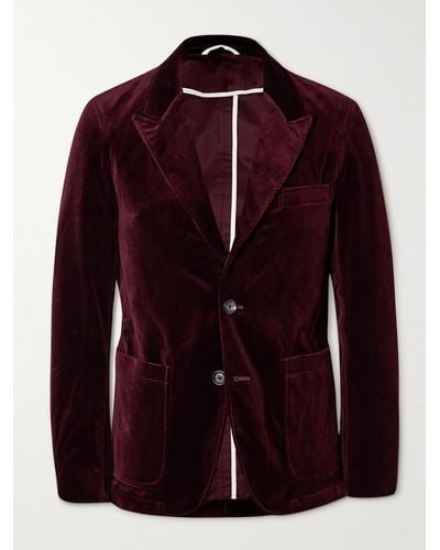 Oliver Spencer Mansfield Slim-fit Cotton-velvet Suit Jacket - Red