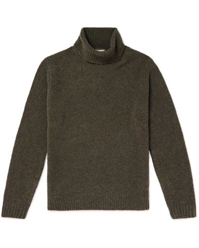 Canali Wool-blend Bouclé Rollneck Sweater - Green