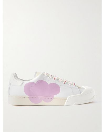 Marni No Vacancy Inn Dada Rubber-trimmed Printed Leather Sneakers - Pink