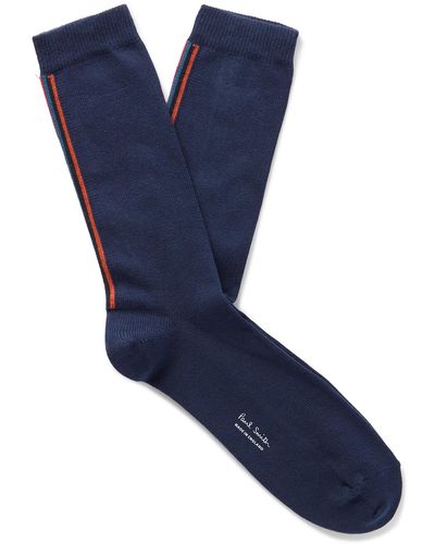 Paul Smith Striped Cotton-blend Socks - Blue