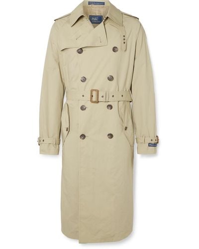 Polo Ralph Lauren Double-breasted Belted Brushed Cotton-blend Twill Trench Coat - Natural