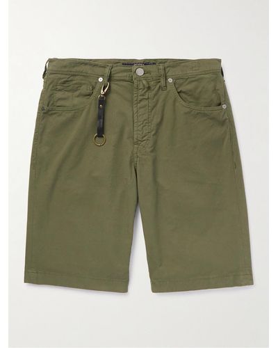 Incotex Straight-leg Cotton-blend Gabardine Shorts - Green
