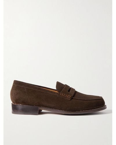 Grenson Jago Suede Penny Loafers - Brown