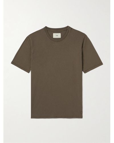 Folk T-Shirt aus Baumwoll-Jersey in Stückfärbung - Grün