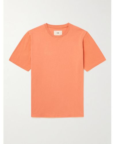 Folk Garment-dyed Cotton-jersey T-shirt - Orange