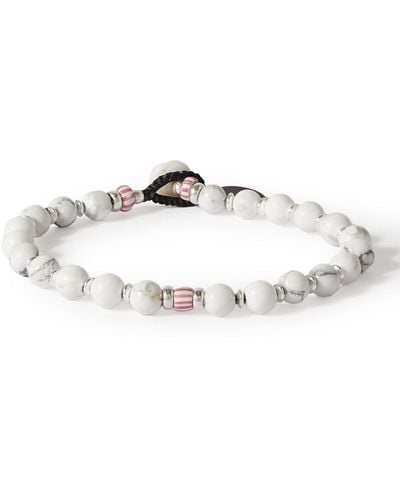 Mikia Silver, Howlite And Shell Beaded Bracelet - White