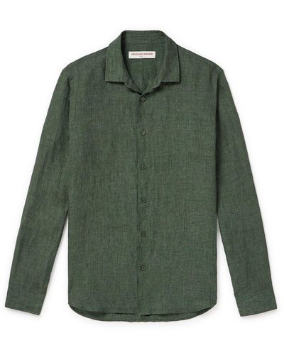 Orlebar Brown Giles Linen Shirt - Green