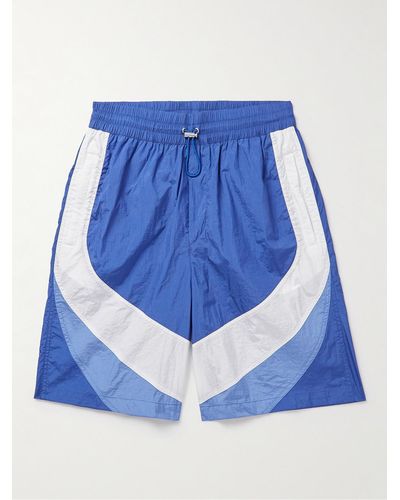 Isabel Marant Straight-leg Colour-block Shell Drawstring Shorts - Blue