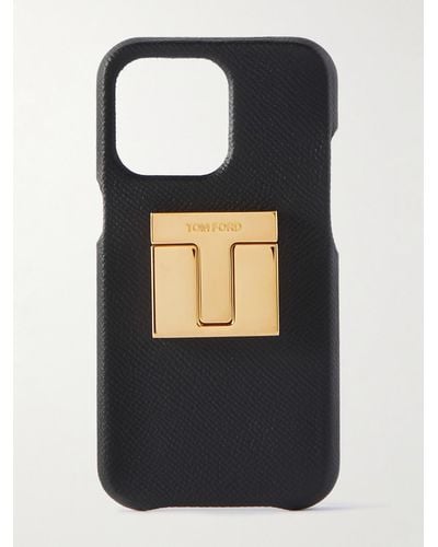 Tom Ford Logo-embellished Full-grain Leather Iphone 12 Pro Case - Black