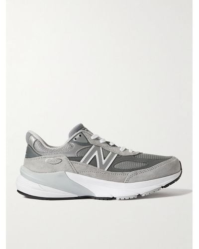 New Balance 990 V6 Leather-trimmed Suede And Mesh Trainers - White