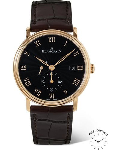 Blancpain Pre-owned 2021 Villeret Ultraplate Automatic 40mm 18-karat Rose Gold And Alligator Watch - Black
