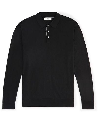 MR P. Slim-fit Merino Wool Polo Shirt - Black
