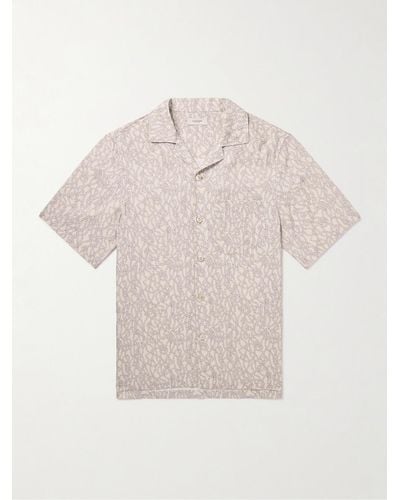 Agnona Camp-collar Printed Lyocell Shirt - Natural