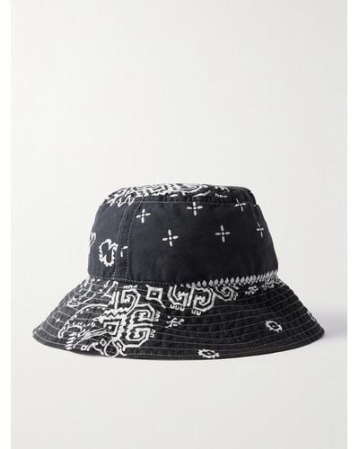 Kapital Logo-appliquéd Bandana-print Cotton-voile Bucket Hat - Black