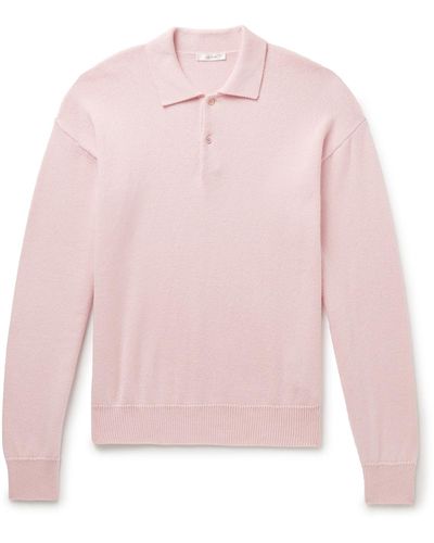 The Row Joyce Cotton And Cashmere-blend Polo Shirt - Pink