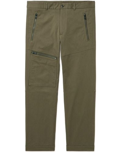 Moncler Slim-fit Straight-leg Cotton-blend Twill Pants - Green