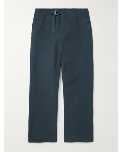 LE17SEPTEMBRE Buckled Straight-leg Cotton-blend Trousers - Blue