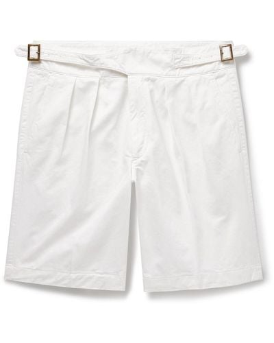 Rubinacci Manny Straight-leg Pleated Cotton Shorts - White